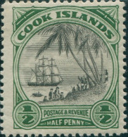 Cook Islands 1932 SG99 ½d Captain Cook Landing No Wmk P13 MH - Cook
