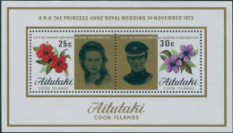 Aitutaki 1973 SG84 Princess Anne Wedding MS MNH - Cook