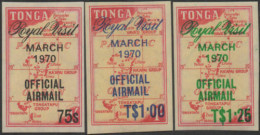 Tonga Official 1970 SGO39-O41 Airmail Royal Visit Set MNH - Tonga (1970-...)