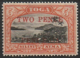 Tonga 1923 SG70 2d On 5/- Vavau Harbour MNH - Tonga (1970-...)