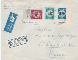 ISRAEL LETTRE RECOMMANDE AVION TEL AVIV 1961 TIMBRE STAMP TABS FRANCE SAINT RAPHAEL - Brieven En Documenten