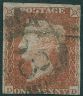 Great Britain 1841 SG8 1d Red QV Blued Paper **DD Imperf FU - Zonder Classificatie