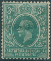 Kenya Uganda And Tanganyika 1912 SG45a 3c Blue-green KGV MH (amd) - Kenya, Uganda & Tanganyika