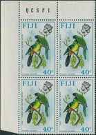 Fiji 1971 SG447 40c Yellow-breasted Musk Parrot Corner Block MNH - Fiji (1970-...)