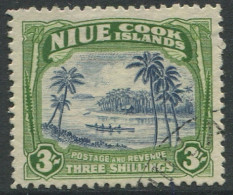 Niue 1944 SG97 3/- Native Canoe #2 FU - Niue