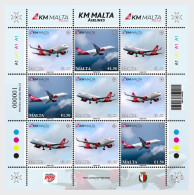 Malta 2024 KM Malta Airlines Civil Airplanes Aviation Sheetlet \ Block MNH - Airplanes