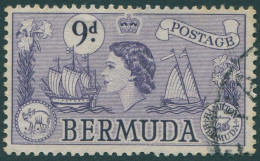Bermuda 1953 SG143b 9d Violet QEII Galleon Light Toning FU - Bermudas