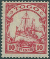Togo German Issues 1900 SGG9 10pf Red Ship MH - Togo (1960-...)