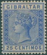 Gibraltar 1889 SG26 QV 25c Ultramarine MH - Gibilterra