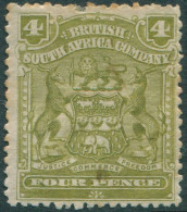 Rhodesia 1898 SG82 4d Olive Arms Light Toning And Missing Top Perf MH - Zimbabwe (1980-...)