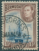 Bermuda 1938 SG111b 1½d Blue And Brown KGVI Ships On Hamilton Harbour FU - Bermudas