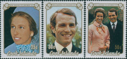 Cook Islands 1973 SG450-452 Princess Anne Wedding Set MNH - Cook