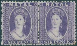 Natal 1859 SG24 6d Violet QV Pair MH - Natal (1857-1909)