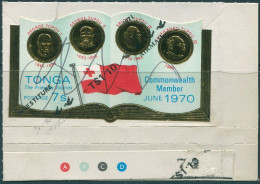 Tonga 1970 SG316 7s Rulers And FLAG With 1p.10 Airmail Ovpt From SGO72 Pen Cance - Tonga (1970-...)