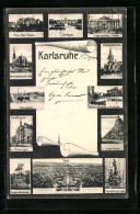 AK Karlsruhe, Karlstrasse Mit Monninger, Prinz-Max Palais, Rheinhafen  - Karlsruhe