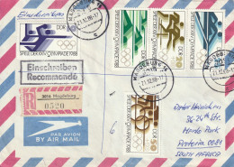 Germany DDR Cover Einschreiben Registered - 1987 1988 - Leipzig Autumn Fair Winter Summer Olympic Games - Briefe U. Dokumente