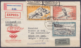 Tchécoslovaquie - Env. 1e Jour Jeux Olympiques 1960 En Recommandé Par Avion & Exprès Affr. Série JO Càd PRAHA /15 VI 196 - Storia Postale