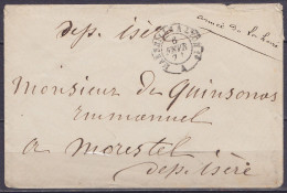 France - Env. En Franchise "Armée De La Loire" Càd Ambulant "MARSEILLE A LYON /6 FEVR. 1871" Pour MORESTEL Isère (au Dos - Army Postmarks (before 1900)