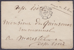 France - Env. En Franchise "Armée De La Loire" Càd Ambulant "MARSEILLE A LYON /6 FEVR. 1871" Pour MORESTEL Isère (au Dos - Armeestempel (vor 1900)