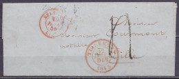 LSC (sans Contenu) Càd TIRLEMONT /12 FEV 1855 Pour LILLE - Càd "BELG./ LILLE" & Port "4" (au Dos: Càd Ambulant "AMBt MOU - 1851-1857 Medaglioni (6/8)