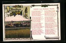 AK Bretten, Ortsansicht, Gedicht Vom Brettener Hundle  - Bretten