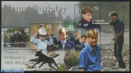 Fiji 2000 Prince William S/s, Mint NH, History - Nature - Transport - Kings & Queens (Royalty) - Dogs - Fire Fighters .. - Familles Royales