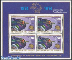 Guinea, Republic 1974 UPU Centenary S/s, Mint NH, Nature - Transport - Birds - Post - U.P.U. - Space Exploration - Pig.. - Poste