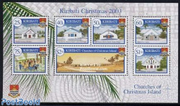 Kiribati 2003 Christmas, Churches S/s, Mint NH, Religion - Christmas - Churches, Temples, Mosques, Synagogues - Noël