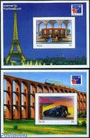 Nevis 1999 Philexfrance 2 S/s, Mint NH, Transport - Railways - Art - Bridges And Tunnels - Treinen