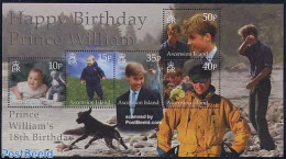 Ascension 2000 Prince William 18th Anniversary S/s, Mint NH, History - Nature - Kings & Queens (Royalty) - Dogs - Familles Royales
