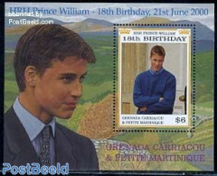 Grenada Grenadines 2000 Prince William 18th Birthday S/s, Mint NH, History - Kings & Queens (Royalty) - Familles Royales