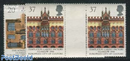 Great Britain 1990 Glasgow European Cultural Capital 2v, Gutter Pairs, Mint NH, History - Europa Hang-on Issues - Neufs