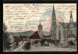 AK Bühl I. B., Platz Mit Kirche Und Turmgebäude  - Bühl