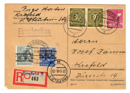 MiNr. 48 Ia, Einschreiben Postkarte Krefeld, 22.6.48 - Storia Postale