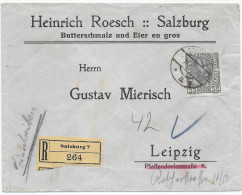 Einschreiben Salzburg Nach Leipzig, 1915: Bei Der 4. Austragung Zurückzulassen - Cartas & Documentos