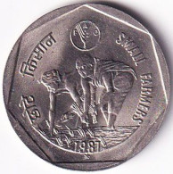 INDIA COIN LOT 32, 1 RUPEE 1987, SMALL FARMERS, FAO, HYDERABAD MINT, UNC, SCARE - India