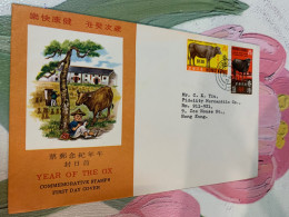 Hong Kong Stamp FDC Issued By CPA 1973 New Year Ox - Brieven En Documenten