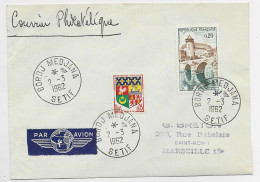 FRANCE BLASON 5C+20C LETTRE AVION BORDJ MEDJANA 2.3.1962 SETIF POUR MARSEILLE - Lettres & Documents