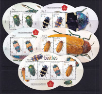 AUSTRALIA 2016 BEETLES INSECTS COMPLETE SET WITH SET OF 5V ODD SHAPE UNUSUAL LIMITED MINIATURE SHEET MS MNH RARE - Mint Stamps