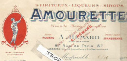 PO // Vintage / Facture 1924 AMOURETTE Spiritueux Liqueur Sirop Montreuil HEMARD - Food