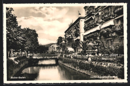 AK Baden-Baden, Hotel Europäischer Hof Mit Flusspartie  - Baden-Baden