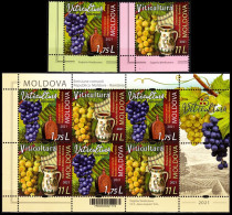 MOLDOVA 2021-17 FLORA: Viticulture. Grapes Wine. CORNER And S/Sheet. JOINT, MNH - Gemeinschaftsausgaben