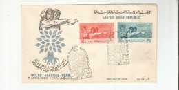 EGYPT , WOLRD REFUGEE YEAR 7 APRIL 1960  , FIRST DAY OF ISSUE - Covers & Documents