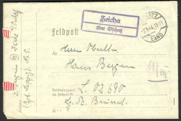 ZEICHA über OSCHATZ 1944 Klarer LANDPOSTSTEMPEL Blau Auf FELDPOST Faltbrief > LuftgauPostamt Brüssel 02690 = FlakDiv16 - Feldpost World War II