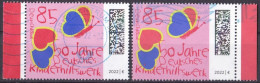 BRD 2022 2 X Mi. Nr. 3676 Rechter + Linker Roter Markenrand  O/used (BRD1-1) - Usados