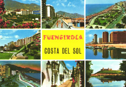 FUENGIROLA, MALAGA, ANDALUCIA, MULTIPLE VIEWS, ARCHITECTURE, CARS, PARK, BEACH, STATUE, BOATS, CASTLE, SPAIN, POSTCARD - Málaga
