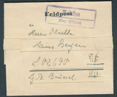 ZEICHA über OSCHATZ 1944 Klarer LANDPOSTSTEMPEL Blau Auf FELDPOST Faltbrief > LuftgauPostamt Brüssel 02690 = FlakDiv16 - Feldpost 2. Weltkrieg