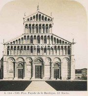 Photo Stéréoscopique 7,2x7,5cm Carte 17,2x8,9cm Vues D'Italie S. 114 - 530 PISE. Façade De La Basilique. 12° Siècle* - Photos Stéréoscopiques