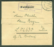 ZEICHA über OSCHATZ 1944 Klarer LANDPOSTSTEMPEL Blau Auf FELDPOST Faltbrief > LuftgauPostamt Brüssel 02690 = FlakDiv16 - Feldpost 2. Weltkrieg