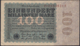 Reichsbanknote - 100 Million Mark 1923 Ro 106a Serie H VF (3)   (27241 - Other & Unclassified